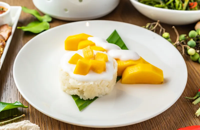 Mango Glutinous Rice with Coconut Milk in Thai Style	